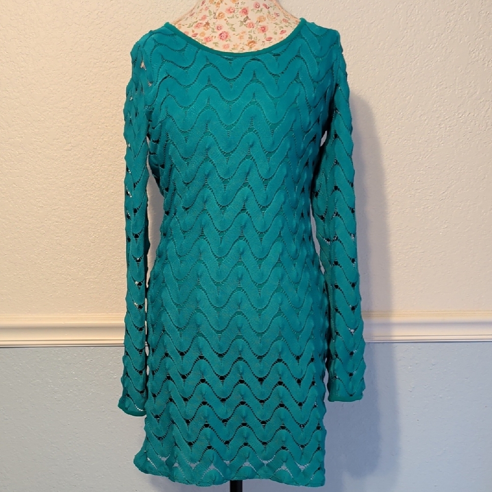 Elegant Teal Long Sleeve Dress By Free People